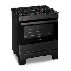 Fogão A Gás Mesa De Vidro Forno 84L Esmaltec Ideal Top Glass Preto 5 Bocas Bivolt