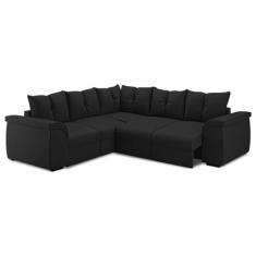 Sofá de Canto 5 Lugares Retrátil Qatar Suede Preto - SELMER ESTOFADOS,