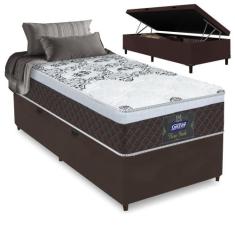 Cama Box Solteiro Baú Colchão Molas Ensacadas com Euro IN New York Mar