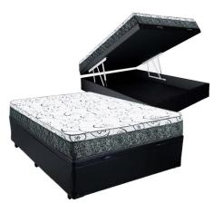 Cama Box Baú Casal Colchão Mola Bonnel Prime Coil Detroit + Box Sintét