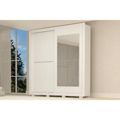 Guarda Roupa Casal Nicole 2 Portas de Correr 3 Gavetas MDF com Espelho Branco ACP Móveis
