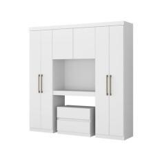 Guarda Roupa Casal 6 Portas 2 Gavetas Porto Branco Carraro, Branco