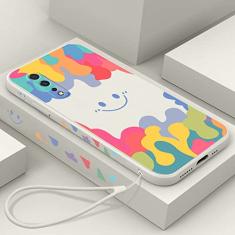 Capa de rosto de sorvete de luxo para Samsung Galaxy A12 A32 A51 A71 A52 A72 A50 A30 S20 FE S21 Plus Square Soft Silicone Cover, Branco, para S21 Ultra