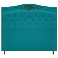 Cabeceira Estofada Yasmim 140 Cm Casal Suede Azul Turquesa