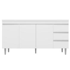 Balcão De Pia Cozinha 3 Portas 150 Cm Branco S/Tampo