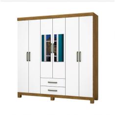 Guarda Roupa Casal 6 Portas Carioca Móveis Freijó Branco