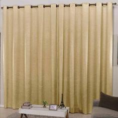 Cortina para Sala e Quarto 4,00m Larg. x 2,70m Altura Tecido Cetim Amassadinho - Dourado