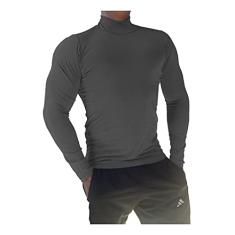 Camiseta Masculina Gola Alta Manga Longa Sjons cor:Cinza;tamanho:m