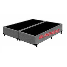 Base Box Casal Bipartido Blindado Suede Cinza