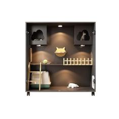 WAOCEO Casa de gato gaiola para gatos casa de gato casa interna casa de gato casa de gato panorâmica armário de gato espaço gato gato gaiola de madeira gato gaiola gato vila armário (cor: