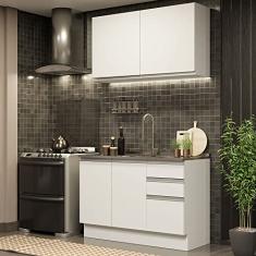 Cozinha Compacta Madesa Glamy 120003 com Armário e Balcão (sem Tampo e Pia) - Branco
