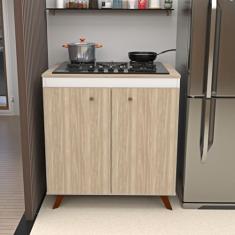 Balcão Cooktop Auxiliar Cozinha 2 Portas 90x70cm NetMobil (Branco/Carvalho)