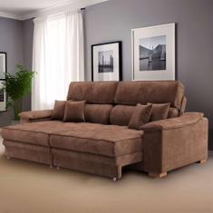 Sofá 3 Lugares Retrátil e Reclinável Raul Veludo Marrom