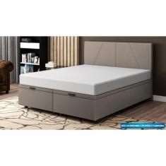 Base Cama Box Baú King Size Linho - SkyBox - SKYBOX BOX E BAÚS, Marrom