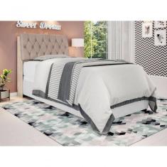 Cabeceira Box Solteiro Isis Amarula Com Capitonê Bege