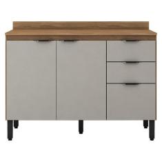 Balcão de Cozinha Firenze com Tampo 120 cm Amêndola Touch Nude Prime T