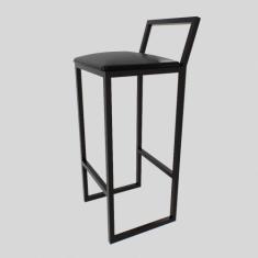 Banqueta Alta Balcão Bistrô Preta Confort Industrial Assento Estofado 