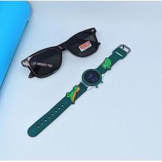 Kit Relógio de Pulso Infantil Digital Led Redondo Pulseira Silicone de