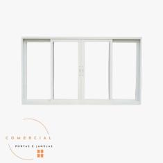 Janela 4 folhas 100x120 linha suprema alumínio 25 antirruído na cor br