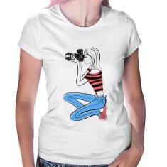 Baby Look Fotógrafa Art - Foca na Moda, Branco, P