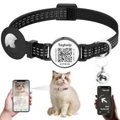 Coleira Airtag para gatos com sino e fivela de segurança em 9,5 cm de largura, coleira refletiva com suporte de Airtag à prova d'água compatível com Airtag da Apple para gato, cachorro, gatinho (preta