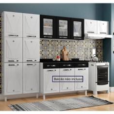 Cozinha Compacta 3 Pe as 11 Portas Star New  Branco/preto
