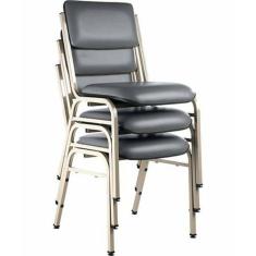 Kit com 3 Cadeiras para Auditórios Linha Hotel Smart Cinza