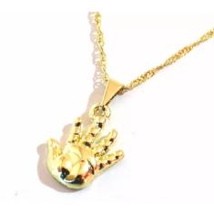 Colar Cordão Gargantilha Massoterapia Mão Folheado