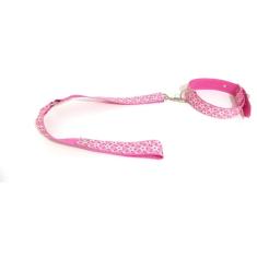 Coleira e guia com argola 40 mm cor rosa tamanho nº.6