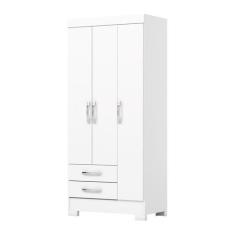 Guarda Roupa 3 portas e 2 Gavetas com Pés Branco/Rosa Chá - Henn