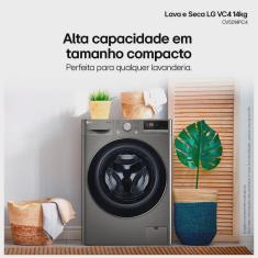 Lava & Seca 14 Kg LG Smart com Inteligência Artificial aidd Inox Look com 13 Programas de Lavagem - CV5014PC4
