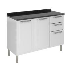 Balcão De CozinhaDe Aço 3 Portas 2 Gavetas Com Tampo Branco