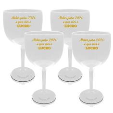 Kit 4 Taças Gin Brancas Personalizadas Metas para 2021