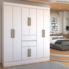 Guarda-Roupa Solteiro Leal Slim 8 Portas 2 Gavetas Branco - Panorama Móveis