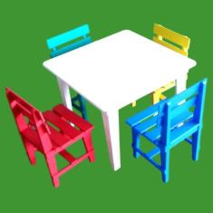 Mesa Madeira Infantil 4 Cadeiras Brincadeira Garantida - Dziado Brinqu