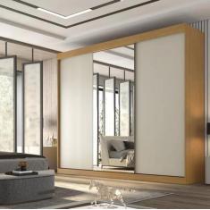 Guarda Roupa Casal 3 Portas de Correr 6 Gavetas Com Espelho 100% MDF G