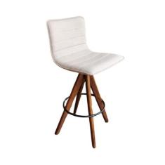 Banqueta Cercatto Giratória Revestida em Tecido Linho Bege - Personal 