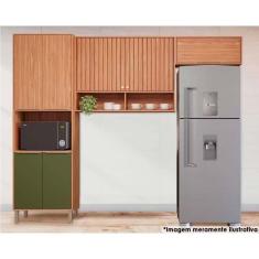 Cozinha Modulada Completa Divina 3 Peças (2Aéreos+1Paneleiro) CZ045 Freijo/Verde - MGM