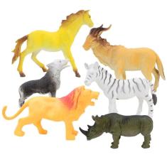 Brinquedo Infantil Kit 6 Animais Selvagens Em Miniatura De Borracha