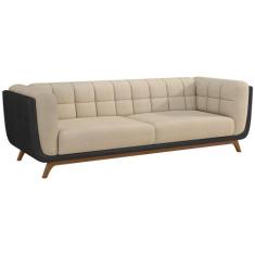 Sofá 3 Lugares 240cm Coin material sintético Preto  Bouclê Suave Off W