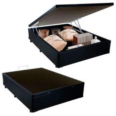Cama Box Baú Casal Sintético SerenePrime Preto 138x188x44