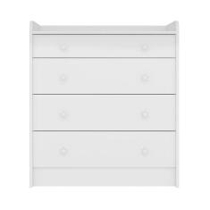Cômoda Infantil 4 Gavetas Doce Sonho com Trocador - Qmovi Branco