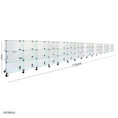 Balcão de Atendimento Modulado em Vidro com Rodízios - 7,50 x 1,00 x 0,40