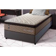 Conjunto Cama Box Espuma Atlanta Bege Solteiro 88x188x62 - King House