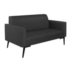 Sofá Namoradeira Pés Villach Marisa material sintético Preto - DRossi