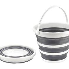 Balde Retratil 10L Branco Com Cinza Nobre