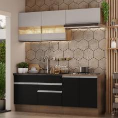 Armário de Cozinha Completa 200cm Rustic/Preto/Crema Glamy Madesa 07
