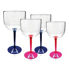Kit 4 Taças Gin Bicolor Azul e Rosa Acrílico Ps