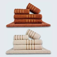 Jogo De Toalhas 10 Pçs Coleção Dubai100% Algodão Marrom+bege