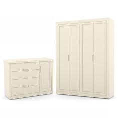 Jogo de Quarto Infantil com Guarda Roupa 4 Portas e Cômoda Tutto New - Matic Móveis   